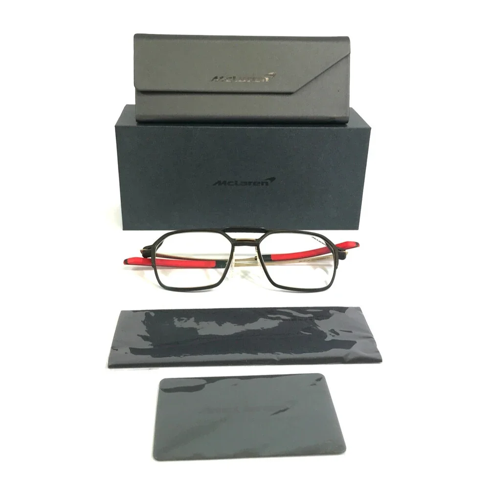 McLaren Eyeglasses Frames MLMAGO01 C02 Matte Black Gold Full Rim 54-18-145